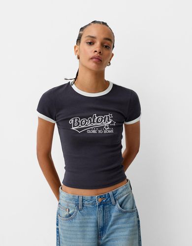 Camiseta Manga Corta Print Mujer 10-12 - Bershka - Modalova