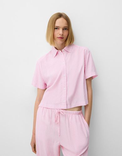 Camisa Manga Corta Rayas Mujer L - Bershka - Modalova