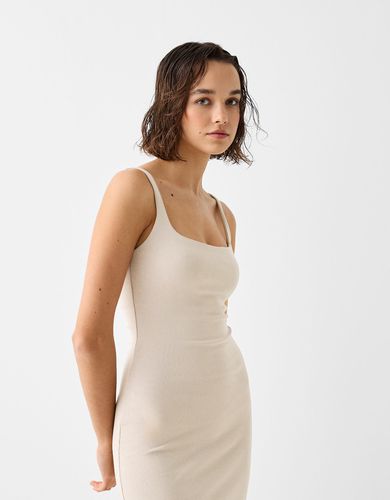 Vestido Midi Tirantes Escote Cuadrado Mujer L - Bershka - Modalova