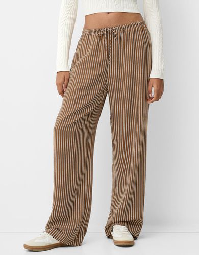 Pantalón Straight Rayas Cintura Goma Mujer M - Bershka - Modalova