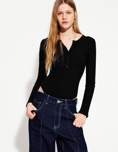 Body Manga Larga Botones Mujer Xs - Bershka - Modalova