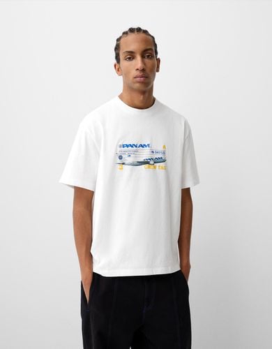 Camiseta Pan Am Manga Corta Print Hombre L - Bershka - Modalova