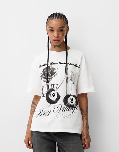 Camiseta Manga Corta Print Mujer M - Bershka - Modalova