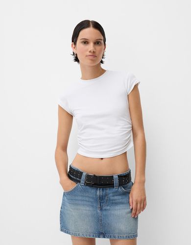 Falda Denim Mini Con Cinturón Mujer 34 - Bershka - Modalova