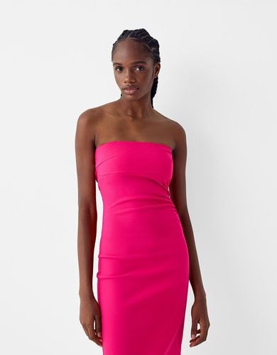 Vestido Midi Bandeau Mujer Xs - Bershka - Modalova