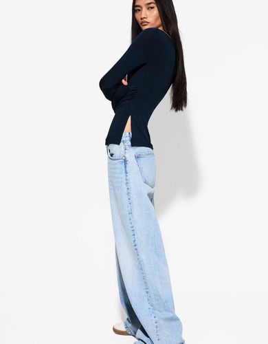 Camiseta Manga Larga Fruncida Mujer L - Bershka - Modalova