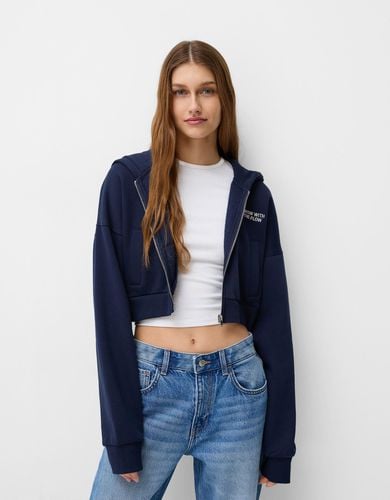 Sudadera Cremallera Capucha Cropped Mujer 10-12 - Bershka - Modalova