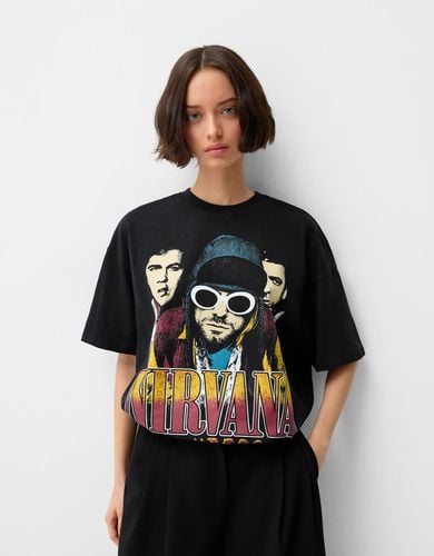 Camiseta Nirvana Manga Corta Mujer S - Bershka - Modalova