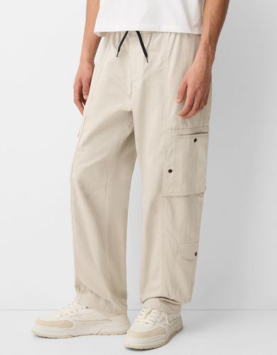 Pantalón Wide Multicargo Hombre L - Bershka - Modalova