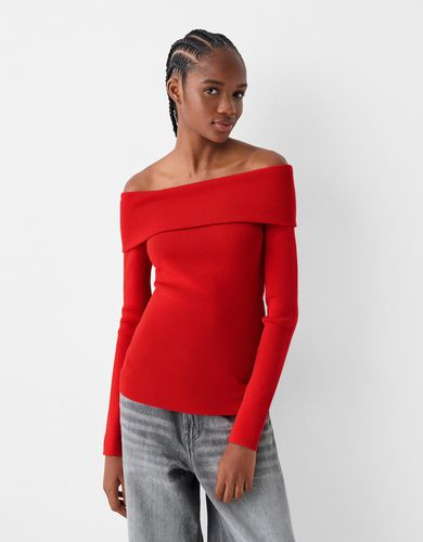 Bershka Jersey Bardot Mujer Xs Rojo - Bershka - Modalova