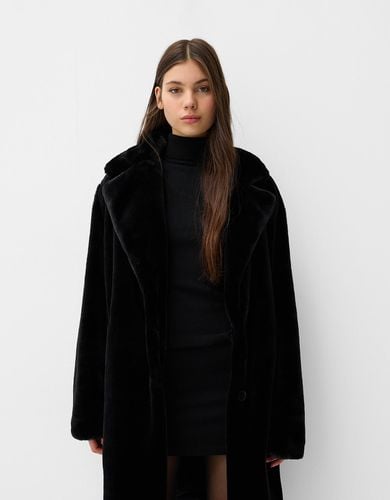 Bershka Abrigo Pelo Mujer Xs Negro - Bershka - Modalova