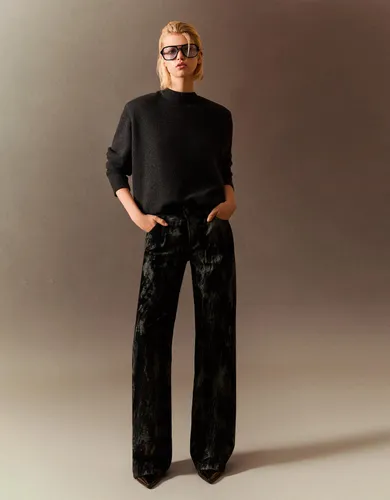 Pantalón Baggy Mujer 36 Verde" - Bershka - Modalova