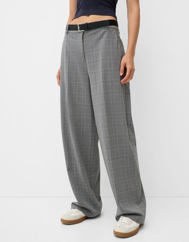 Pantalón Tailoring Con Cinturón Mujer 34 - Bershka - Modalova