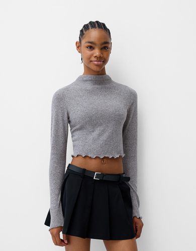 Jersey Cuello Alto Cropped Soft Touch Mujer Xs - Bershka - Modalova