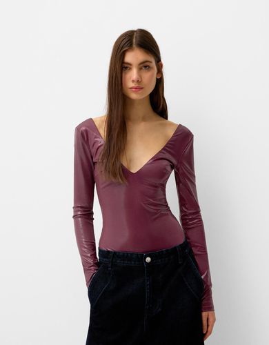 Body Manga Larga Cuello Pico Mujer L - Bershka - Modalova