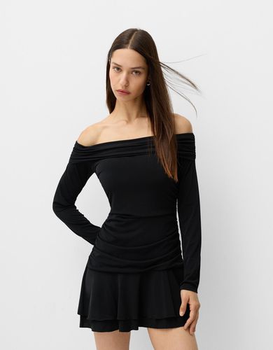 Vestido Mini Manga Larga Volantes Mujer M - Bershka - Modalova