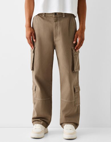 Pantalón Cargo Algodón Costuras Contraste Hombre 32 - Bershka - Modalova