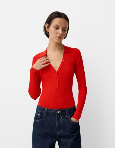 Body Manga Larga Cuello Polo Cut-Out Mujer L - Bershka - Modalova