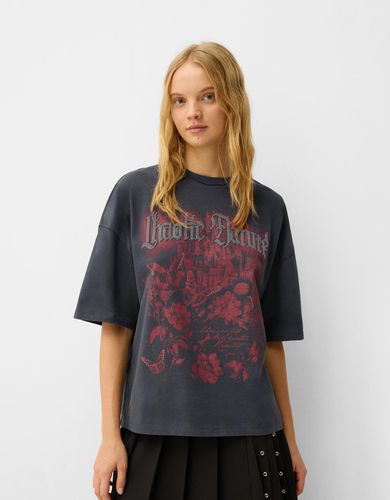 Camiseta Manga Corta Oversize Print Mujer L - Bershka - Modalova