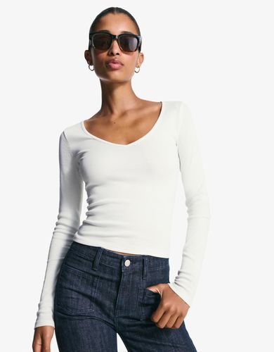 Cuello Pico Mujer Xs Blanco Roto" - Bershka - Modalova
