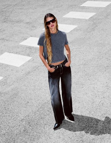 A Eyelets Mujer L Gris Oscuro" - Bershka - Modalova