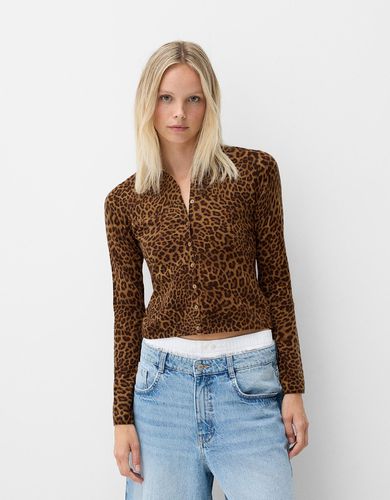 Cárdigan Animal Print Mujer Xs - Bershka - Modalova