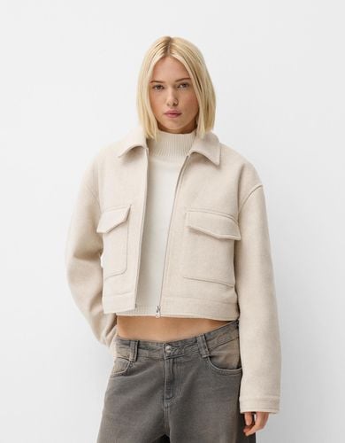 Cazadora Cropped Soft Mujer L - Bershka - Modalova