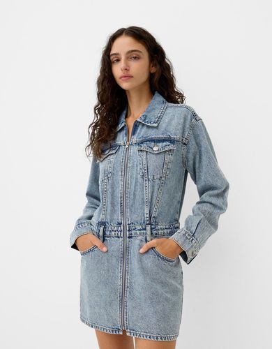 Vestido Mini Denim Cremallera Mujer L - Bershka - Modalova