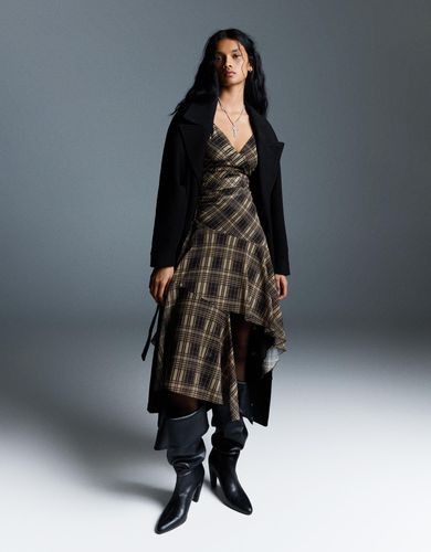 Hka Vestido Midi Tirantes Tul Cuadros Mujer Xs " - Bershka - Modalova