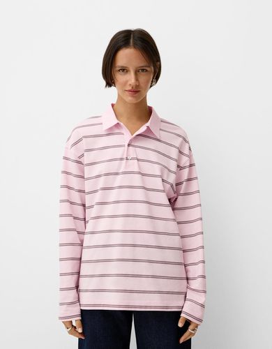 Camiseta Manga Larga Cuello Polo Mujer L - Bershka - Modalova