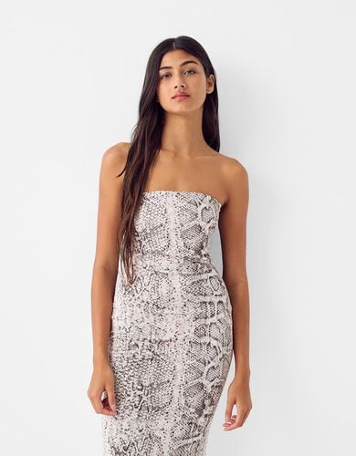 Vestido Midi Bandeau Animal Print Mujer S - Bershka - Modalova