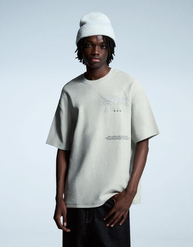 Orta Felpa Print Hombre Xl Gris" - Bershka - Modalova