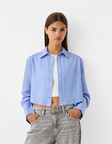 Camisa Cropped Popelín Bolsillo Mujer 10-12 - Bershka - Modalova