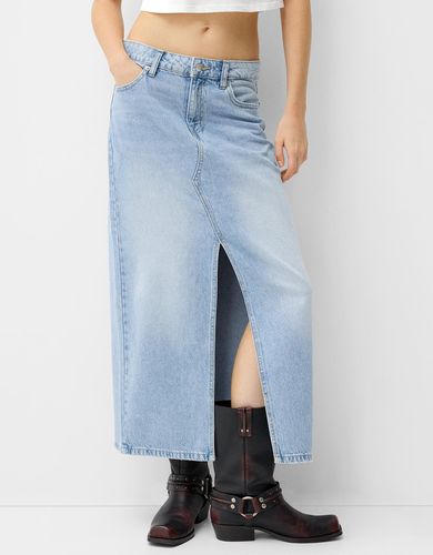 Falda Denim Larga Mujer 34 - Bershka - Modalova