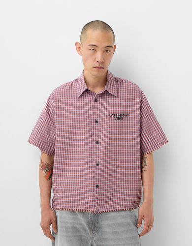 Camisa Manga Corta Cuadros Hombre L - Bershka - Modalova