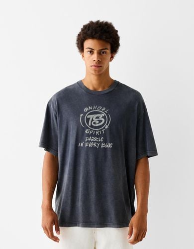 Camiseta Manga Corta Efecto Lavado Hombre L - Bershka - Modalova