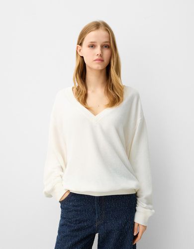 Jersey Cuello Pico Oversize Soft Touch Mujer Xs - Bershka - Modalova