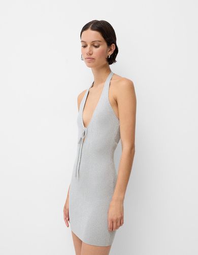 Vestido Midi Halter Hilo Metalizado Mujer L - Bershka - Modalova