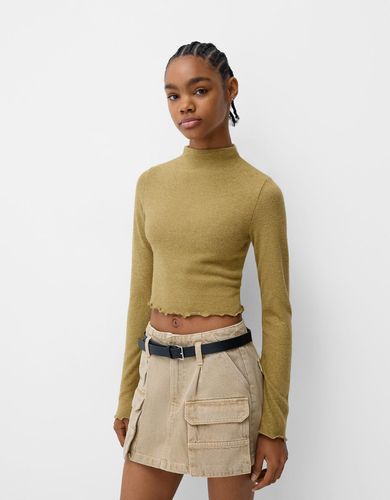 Jersey Cuello Alto Cropped Soft Touch Mujer Xs - Bershka - Modalova