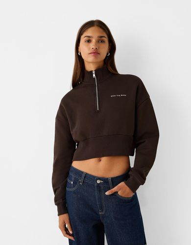 Sudadera Cremallera Bordado Mujer L - Bershka - Modalova