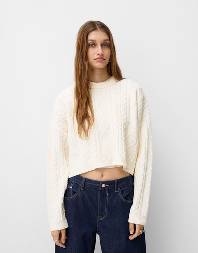 Jersey Cuello Redondo Trenzado Mujer L - Bershka - Modalova