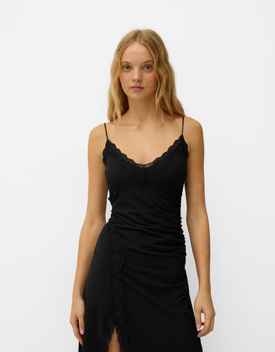 Vestido Midi Tul Encaje Mujer L - Bershka - Modalova