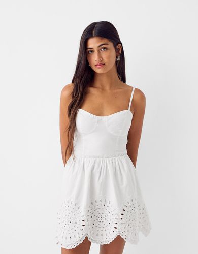 Vestido Mini Con Vuelo Troquelado Mujer Xs - Bershka - Modalova