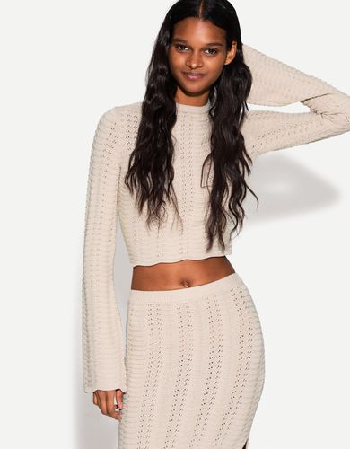 Jersey Calados Rústico Cuello Alto Mujer Xs - Bershka - Modalova