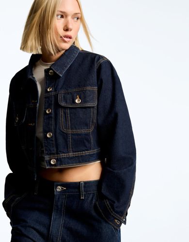 Cazadora Denim Cropped Mujer M - Bershka - Modalova