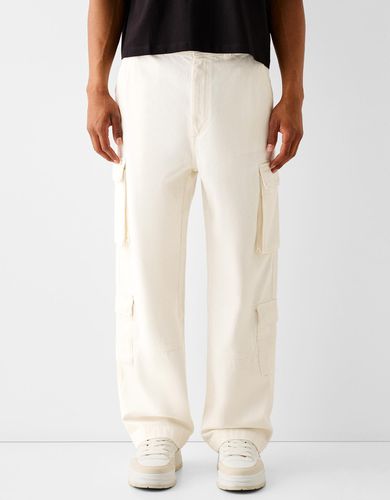 Pantalón Cargo Algodón Costuras Contraste Hombre 36 - Bershka - Modalova