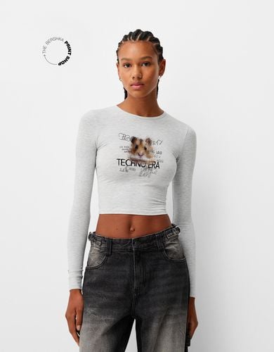 Camiseta Manga Larga Print Mujer L - Bershka - Modalova