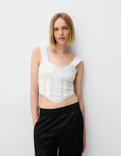 Top Cropped Popelín Mujer Xs - Bershka - Modalova