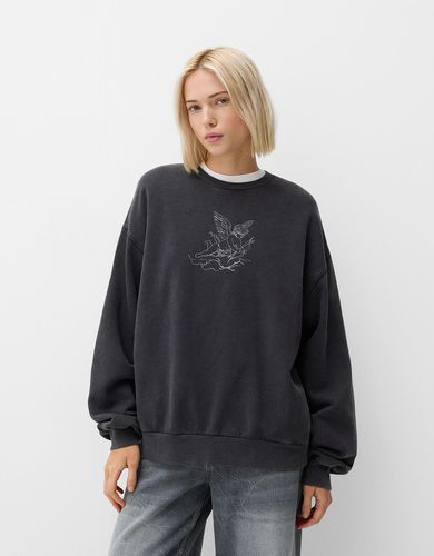 Sudadera Print Bordado Mujer L - Bershka - Modalova