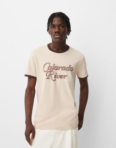 Camiseta Manga Corta Rib Contraste Hombre L - Bershka - Modalova